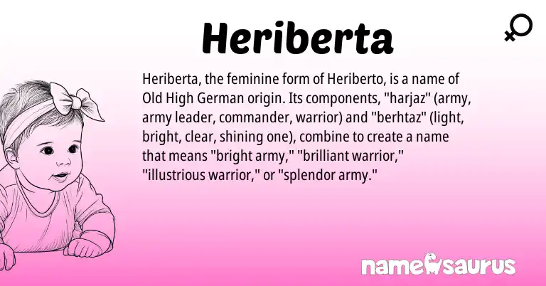 Infographic about Heriberta name meaning, Heriberta is a name from Old High German origin(s).