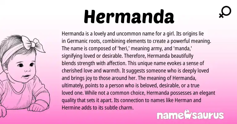 Infographic about Hermanda name meaning, Hermanda is a name from Germanic origin(s).
