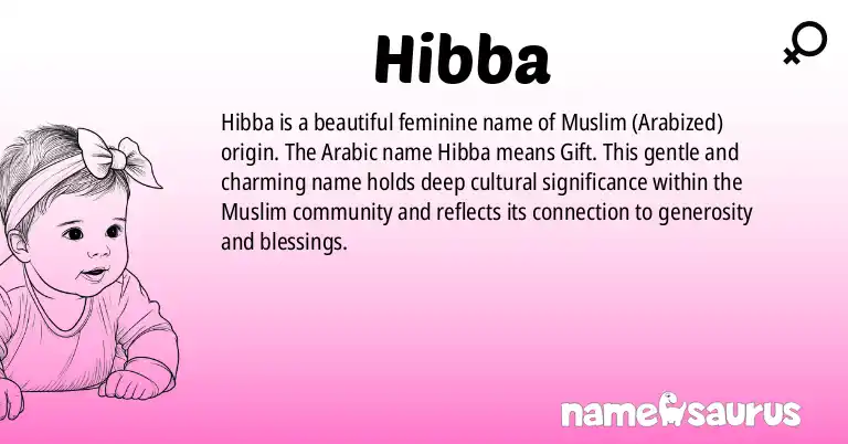 Infographic about Hibba name meaning, Hibba is a name from Muslim (Arabized) origin(s).