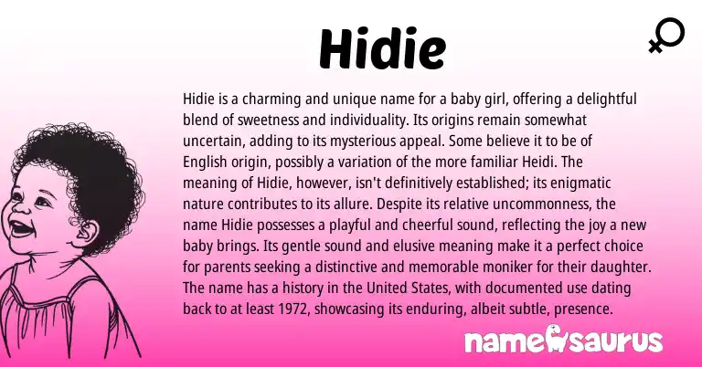 Infographic about Hidie name meaning, Hidie is a name from Other origin(s).