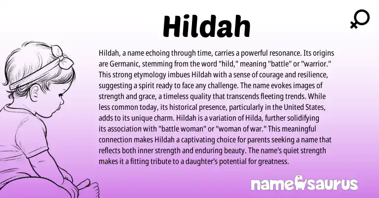 Infographic about Hildah name meaning, Hildah is a name from Germanic origin(s).