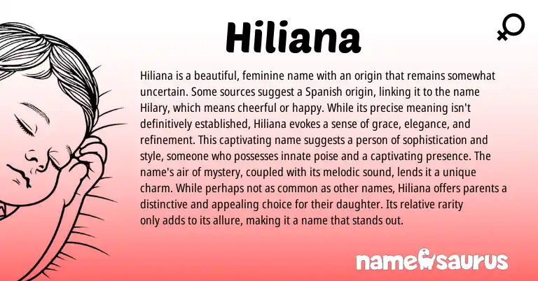 Infographic about Hiliana name meaning, Hiliana is a name from Other origin(s).