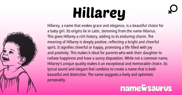 Infographic about Hillarey name meaning, Hillarey is a name from Germanic, Latin origin(s).