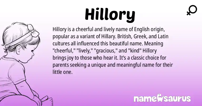 Infographic about Hillory name meaning, Hillory is a name from British, Greek, Latin origin(s).