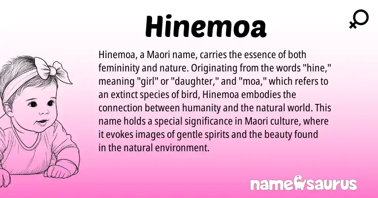 Infographic about Hinemoa name meaning, Hinemoa is a name from Maori origin(s).