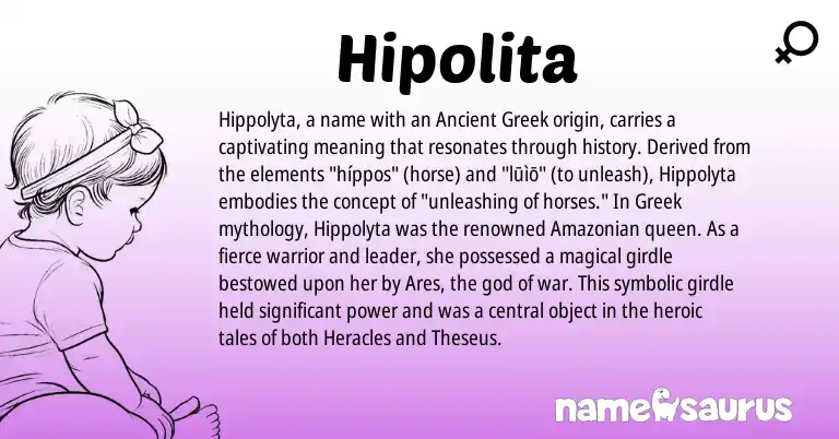 Infographic about Hipolita name meaning, Hipolita is a name from Ancient Greek, Greek origin(s).