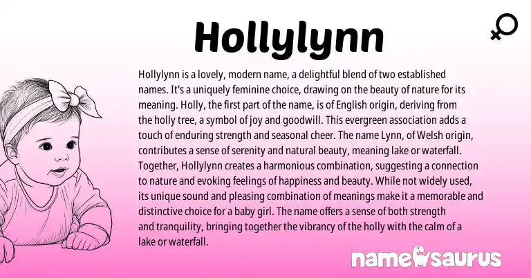 Infographic about Hollylynn name meaning, Hollylynn is a name from Welsh, English origin(s).