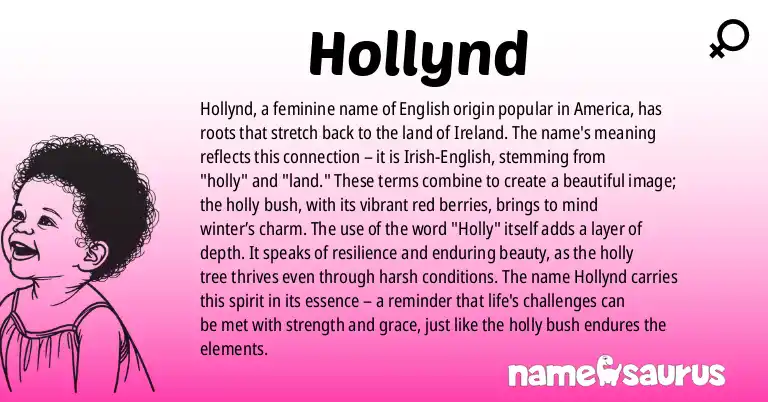Infographic about Hollynd name meaning, Hollynd is a name from English (American) origin(s).