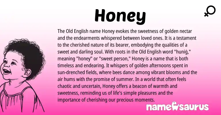 Infographic about Honey name meaning, Honey is a name from Old English origin(s).