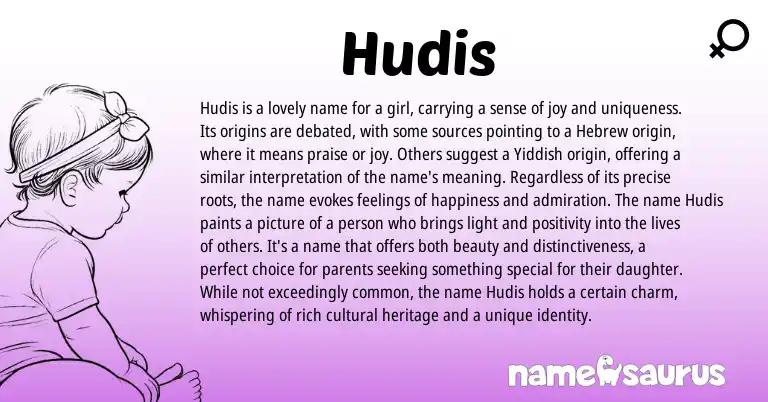 Infographic about Hudis name meaning, Hudis is a name from Hebrew origin(s).