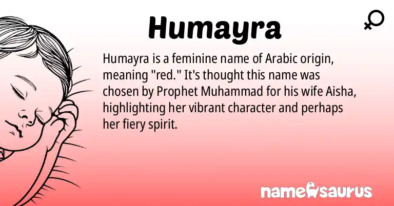 Infographic about Humayra name meaning, Humayra is a name from Arabic origin(s).