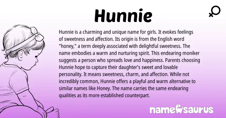 Infographic about Hunnie name meaning, Hunnie is a name from English origin(s).