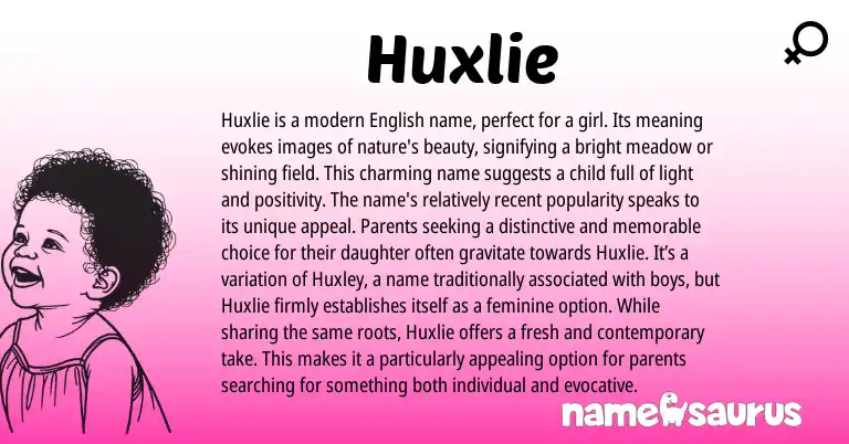 Infographic about Huxlie name meaning, Huxlie is a name from English origin(s).