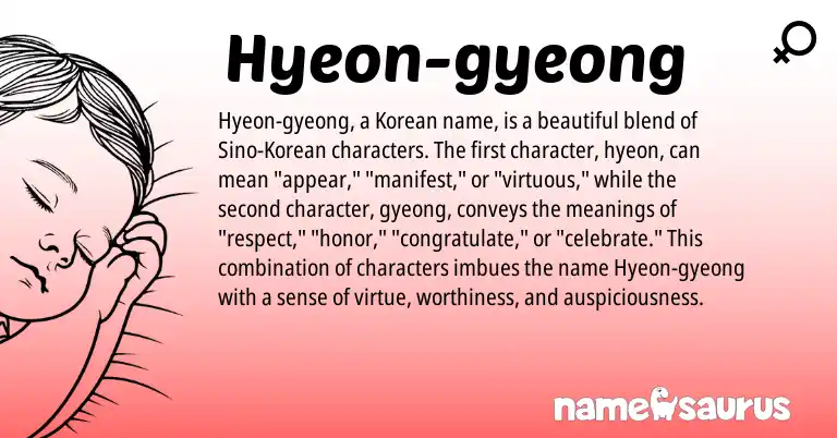 Infographic about Hyeon-gyeong name meaning, Hyeon-gyeong is a name from Korean origin(s).