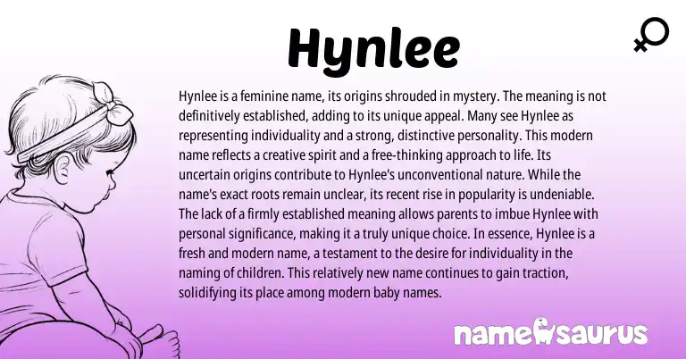 Infographic about Hynlee name meaning, Hynlee is a name from English origin(s).