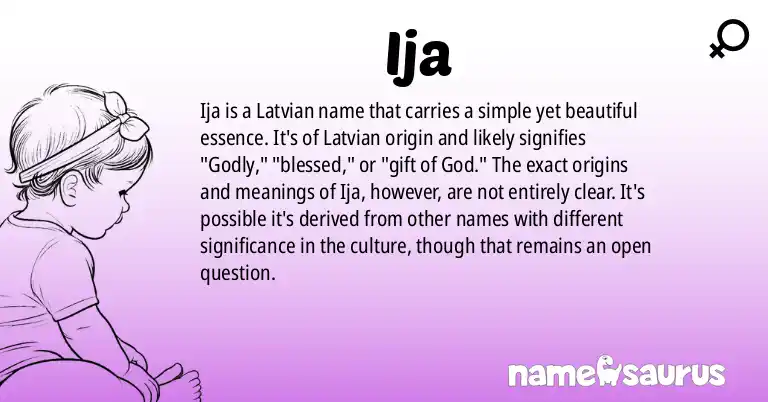 Infographic about Ija name meaning, Ija is a name from Latvian origin(s).
