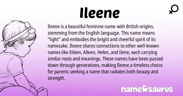 Infographic about Ileene name meaning, Ileene is a name from British origin(s).