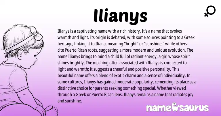 Infographic about Ilianys name meaning, Ilianys is a name from Greek origin(s).