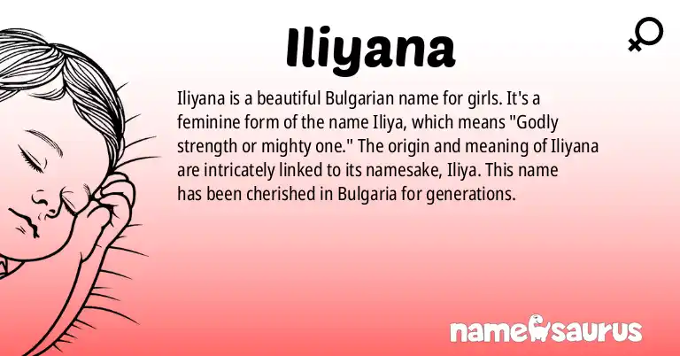 Infographic about Iliyana name meaning, Iliyana is a name from Bulgarian origin(s).