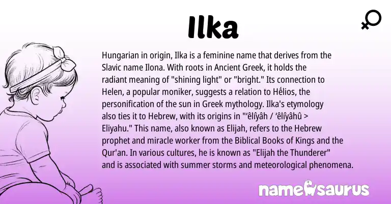 Infographic about Ilka name meaning, Ilka is a name from Ancient Greek, Slavic, Hungarian, Greek, Hebrew origin(s).