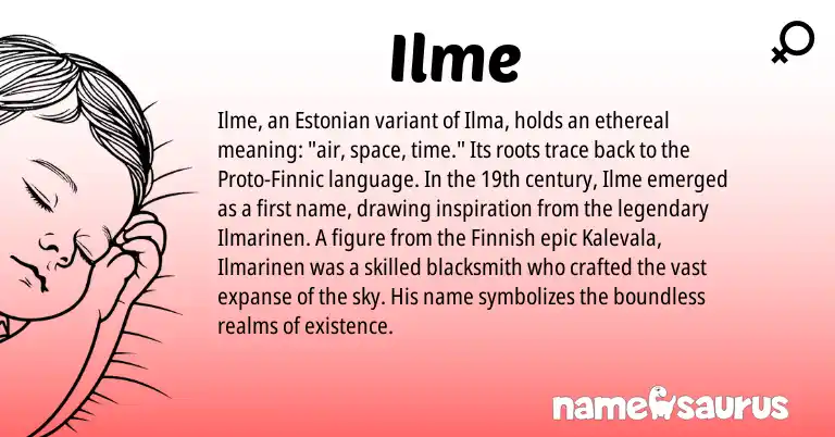Infographic about Ilme name meaning, Ilme is a name from Finnish, Estonian origin(s).