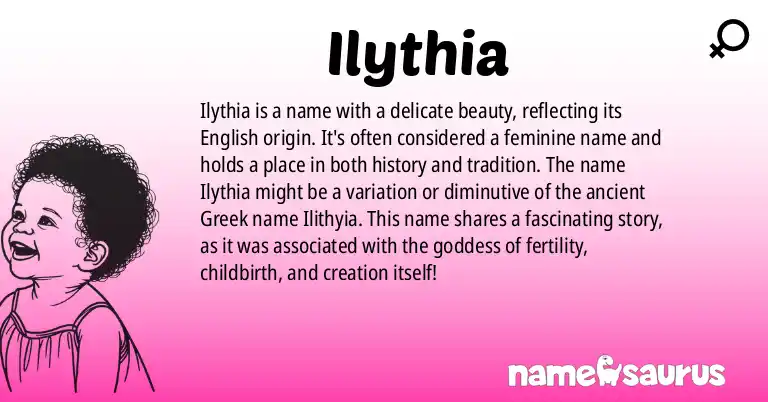 Infographic about Ilythia name meaning, Ilythia is a name from English origin(s).