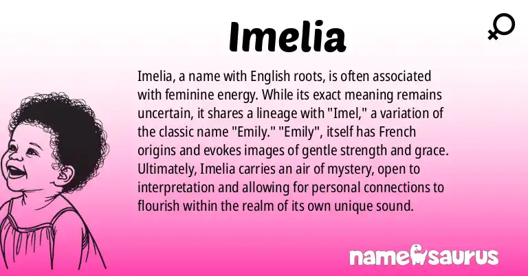 Infographic about Imelia name meaning, Imelia is a name from English origin(s).