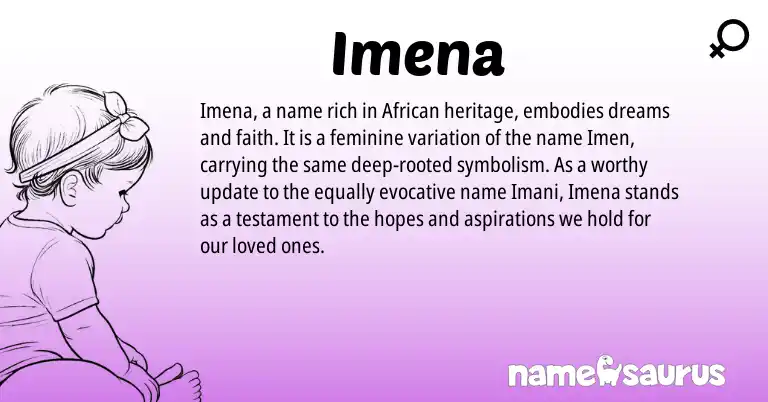 Infographic about Imena name meaning, Imena is a name from African origin(s).