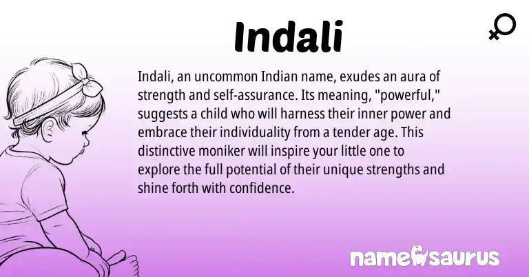 Infographic about Indali name meaning, Indali is a name from Indian origin(s).