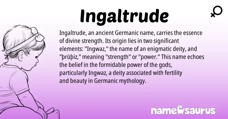 Infographic about Ingaltrude name meaning, Ingaltrude is a name from Germanic origin(s).