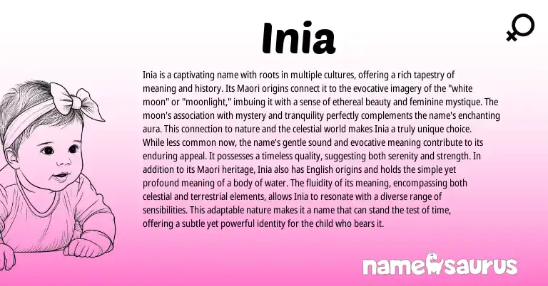 Infographic about Inia name meaning, Inia is a name from Maori origin(s).