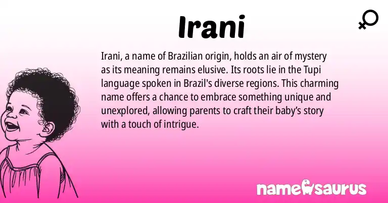 Infographic about Irani name meaning, Irani is a name from Tupi, Brazilian origin(s).