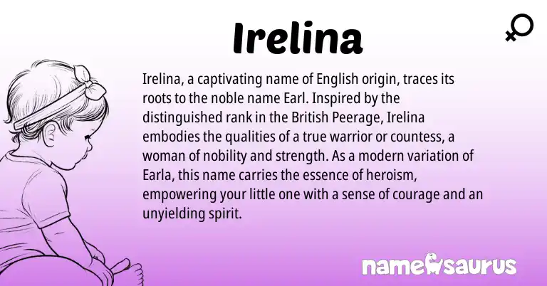 Infographic about Irelina name meaning, Irelina is a name from English, British origin(s).