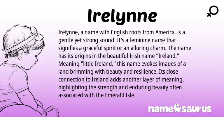 Infographic about Irelynne name meaning, Irelynne is a name from English (American) origin(s).