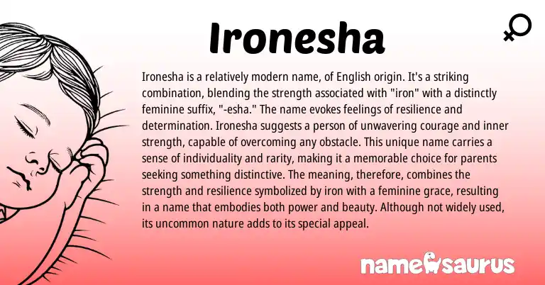 Infographic about Ironesha name meaning, Ironesha is a name from American origin(s).