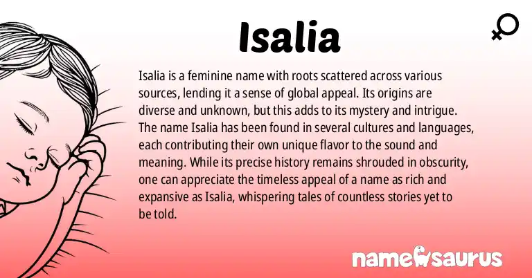 Infographic about Isalia name meaning, Isalia is a name from Various origin(s).