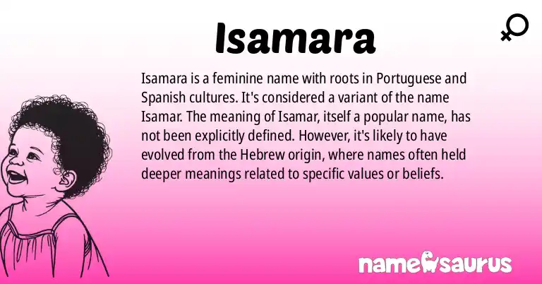 Infographic about Isamara name meaning, Isamara is a name from Portuguese (Brazilian), Spanish origin(s).