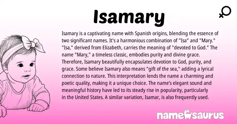 Infographic about Isamary name meaning, Isamary is a name from Spanish origin(s).