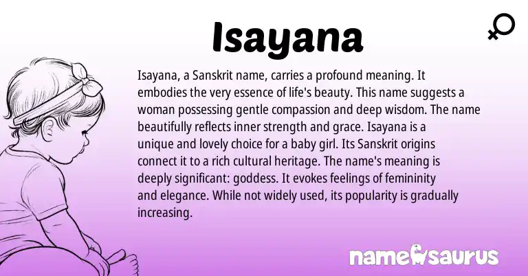 Infographic about Isayana name meaning, Isayana is a name from Sanskrit origin(s).