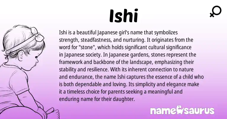 Infographic about Ishi name meaning, Ishi is a name from Japanese origin(s).