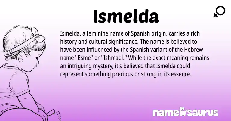 Infographic about Ismelda name meaning, Ismelda is a name from Spanish origin(s).