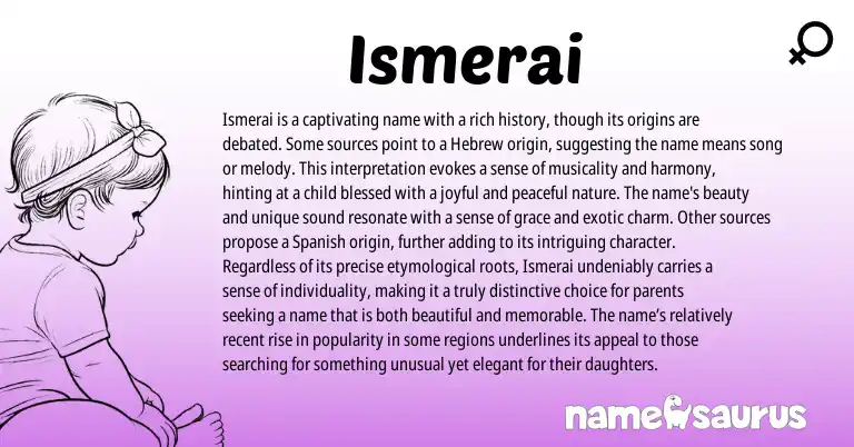 Infographic about Ismerai name meaning, Ismerai is a name from Hebrew origin(s).