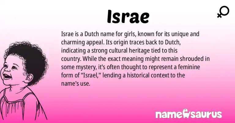Infographic about Israe name meaning, Israe is a name from Dutch origin(s).