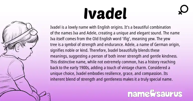 Infographic about Ivadel name meaning, Ivadel is a name from Germanic, English origin(s).