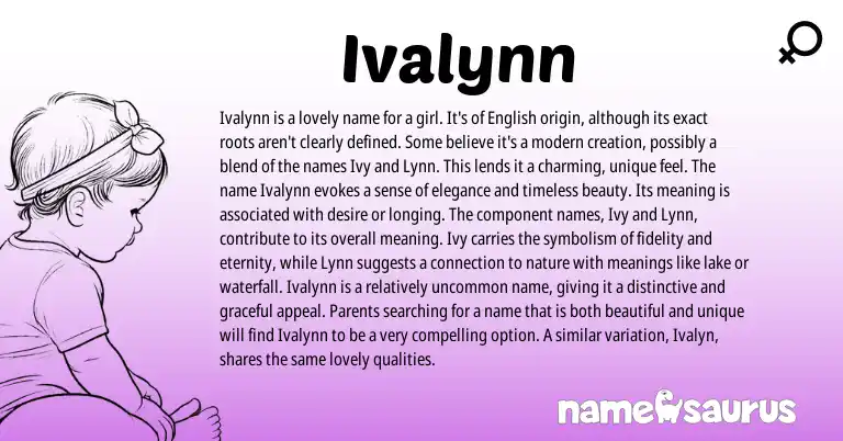 Infographic about Ivalynn name meaning, Ivalynn is a name from English origin(s).