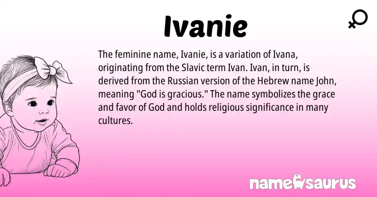 Infographic about Ivanie name meaning, Ivanie is a name from Russian, Slavic, Hebrew origin(s).