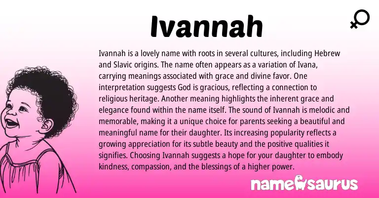 Infographic about Ivannah name meaning, Ivannah is a name from Slavic, Hebrew origin(s).