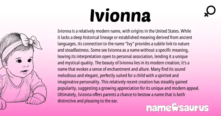 Infographic about Ivionna name meaning, Ivionna is a name from Other origin(s).