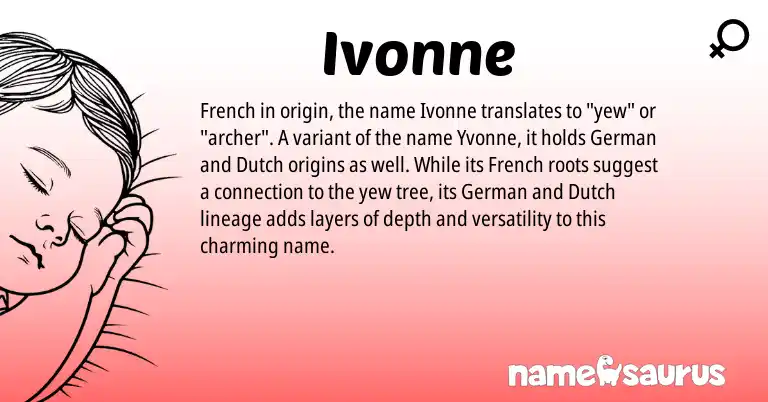 Infographic about Ivonne name meaning, Ivonne is a name from German, Dutch, French origin(s).