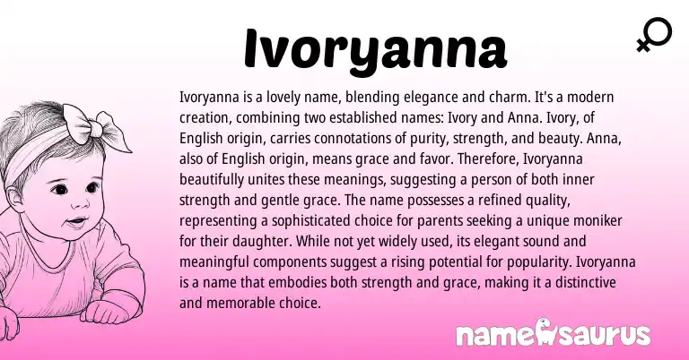Infographic about Ivoryanna name meaning, Ivoryanna is a name from English origin(s).